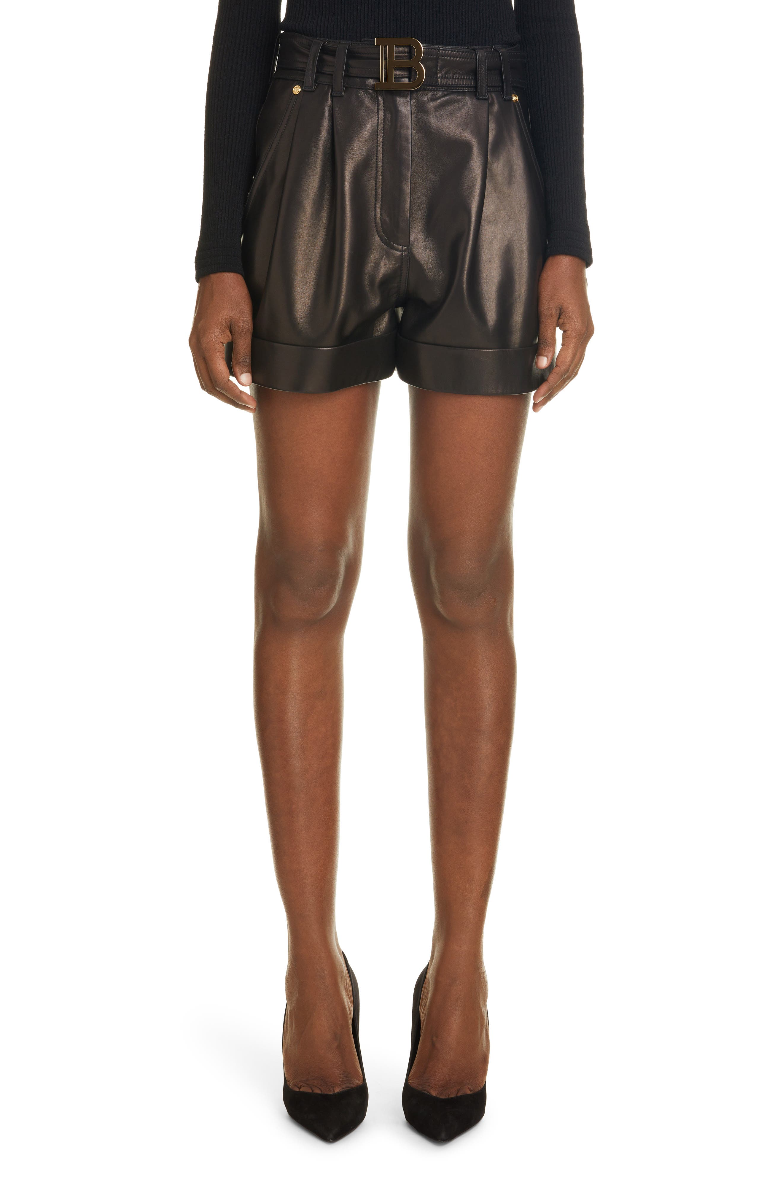 real leather shorts