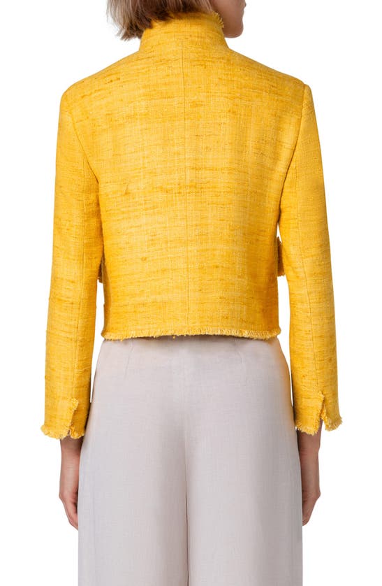 Shop Akris Punto Fringe Silk Tweed Crop Jacket In Sun