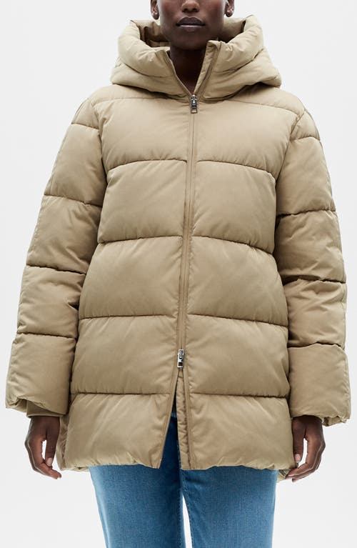 Mango Hooded Water Repellent Puffer Jacket In Beige