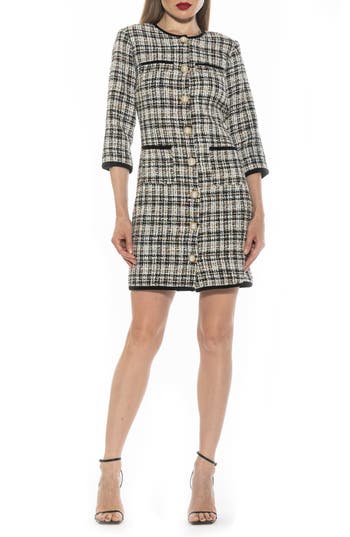 Alexia Admor Kairo Button Front Tweed Sheath Dress In Multi Tweed