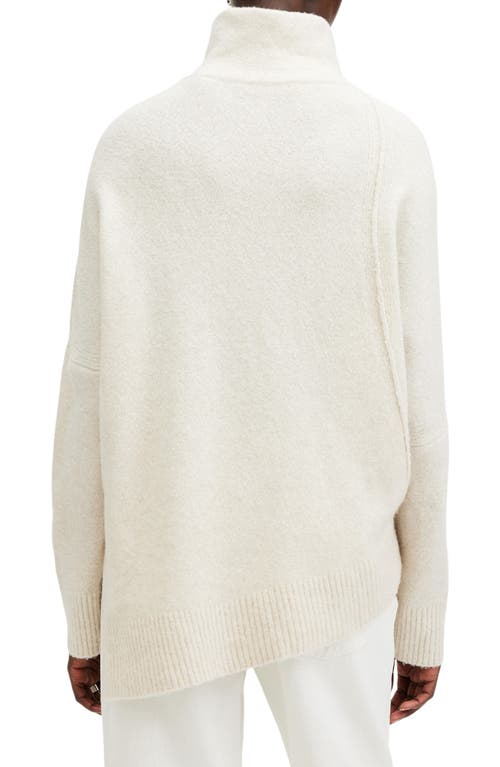 Allsaints Lock Roll Neck Asymmetric Sweater In Chalk White