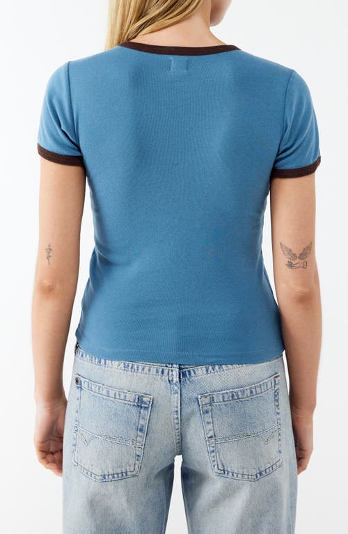 Shop Bdg Urban Outfitters Nevada Cotton Graphic Ringer T-shirt In Blue