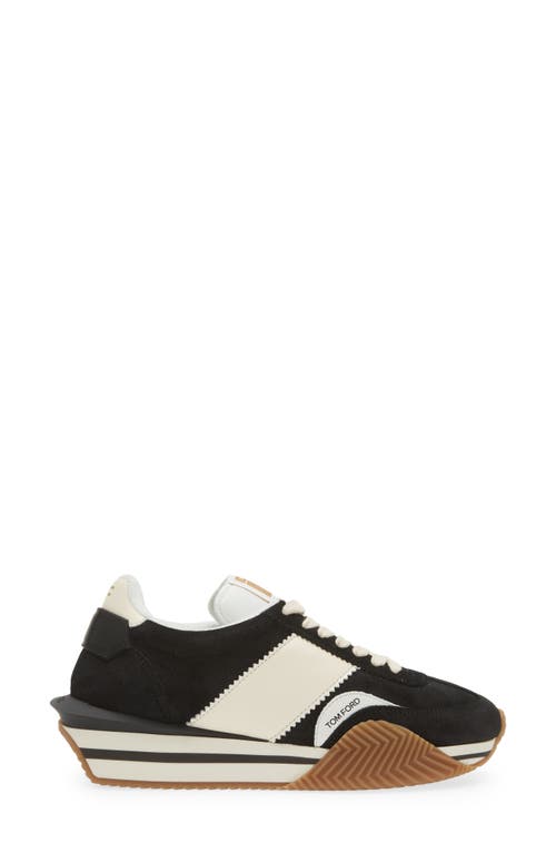 Shop Tom Ford James Mixed Media Low Top Sneaker In Black/cream