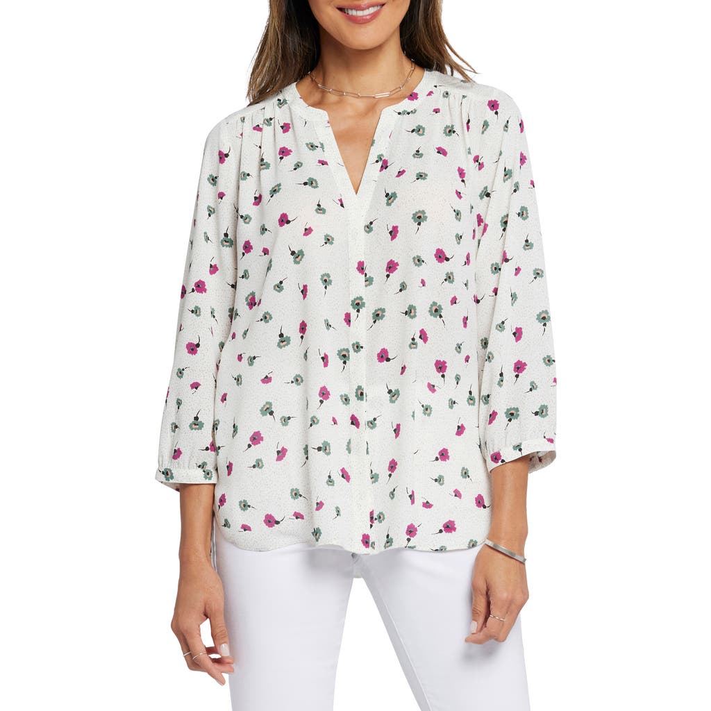 Nydj High-low Crepe Blouse In Leonida
