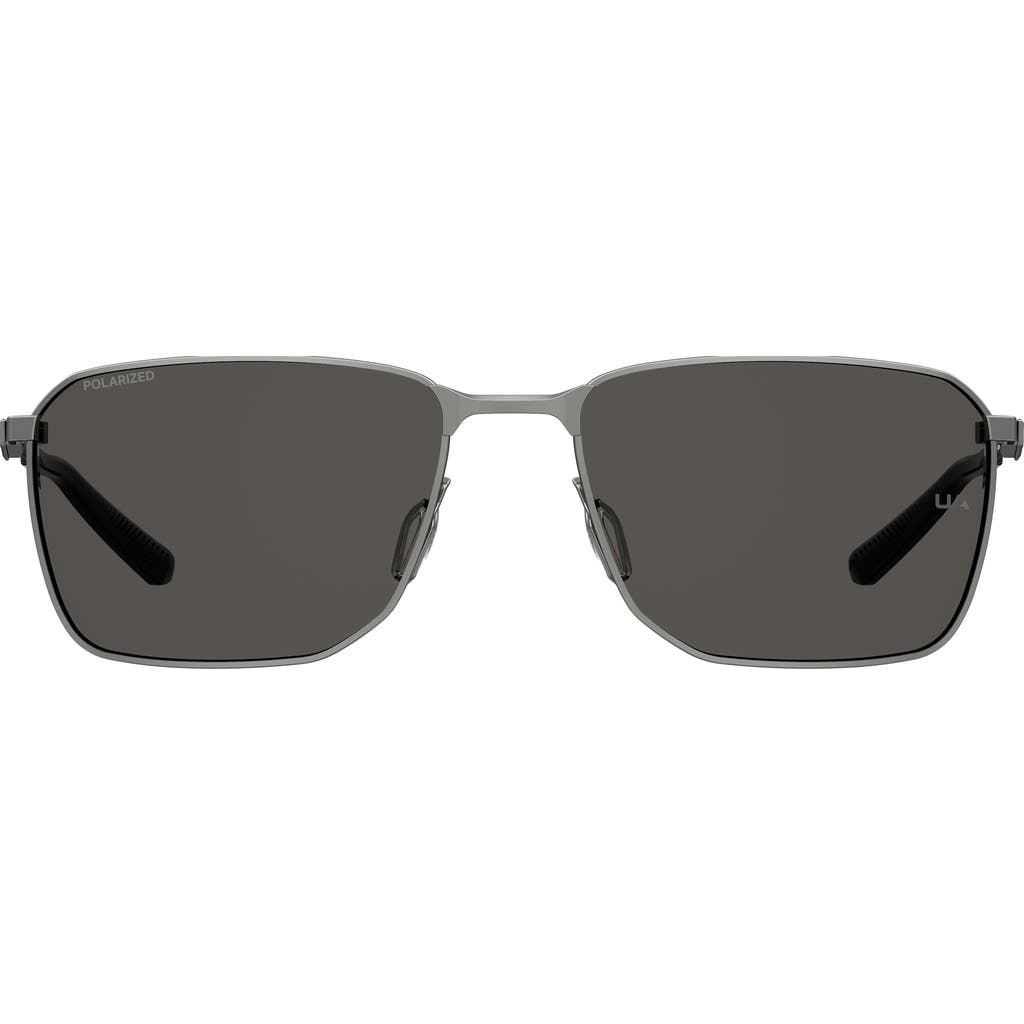 Under Armour 58mm Rectangular Sunglasses In Ruthenium/grey Polar