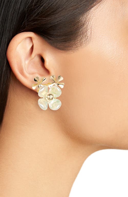 Shop Tasha Cluster Flower Statement Earrings In Gold/ivory