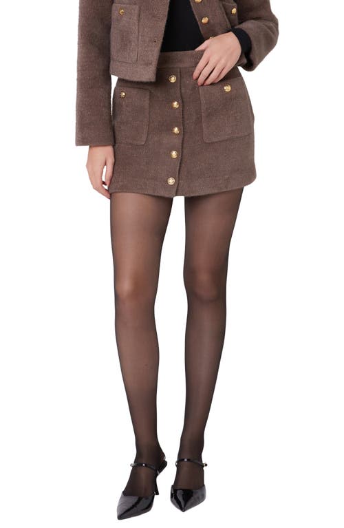 Button Knit Miniskirt in Brown