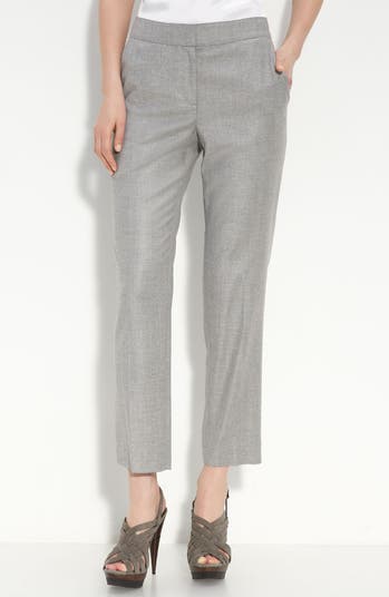 St. John Yellow Label Emma Stretch Seersucker Capri Pants Blue White Size 8  8, $395, Nordstrom