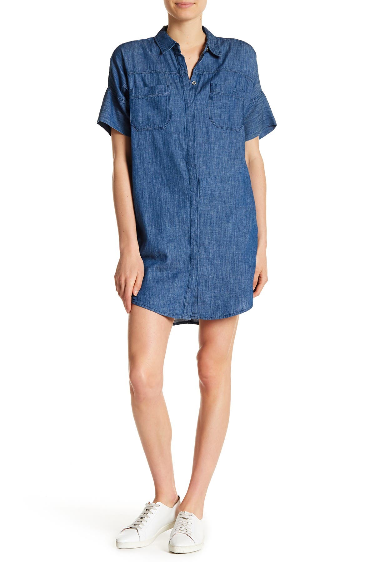 short sleeve denim shirt dress