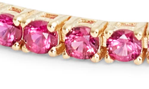 Shop Shymi Half & Half Cubic Zirconia Tennis Bracelet In Gold/hot Pink And White