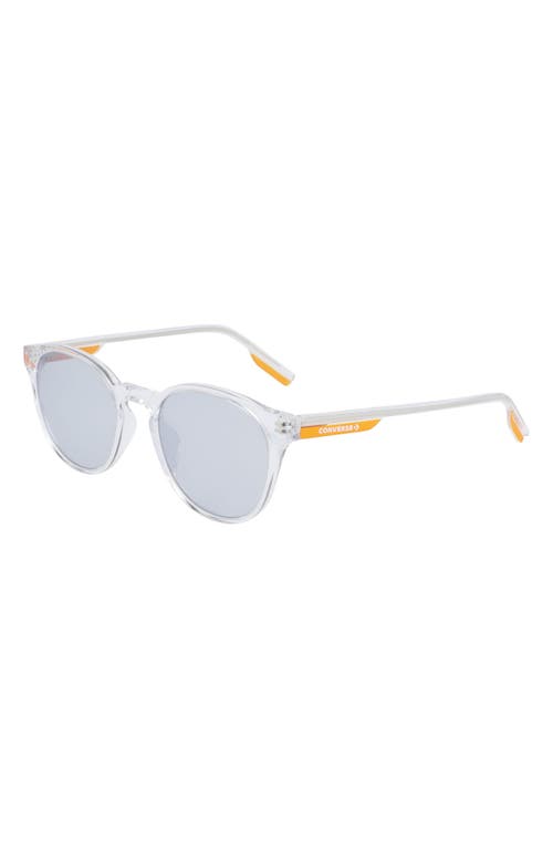 Shop Converse Disrupt 52mm Round Sunglasses In Crystal Clear/silver