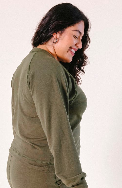 Poplinen Plus Agnes Raglan Organic Cotton + Tencel Sweatshirt In Moss