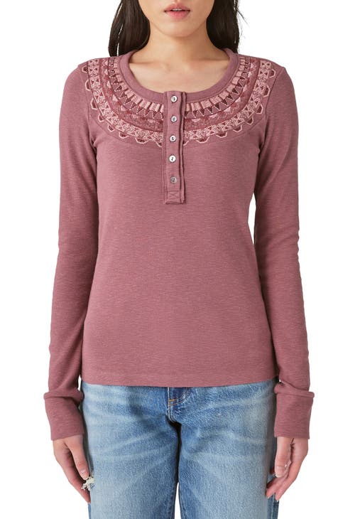 Embroidered Fair Isle Henley Top
