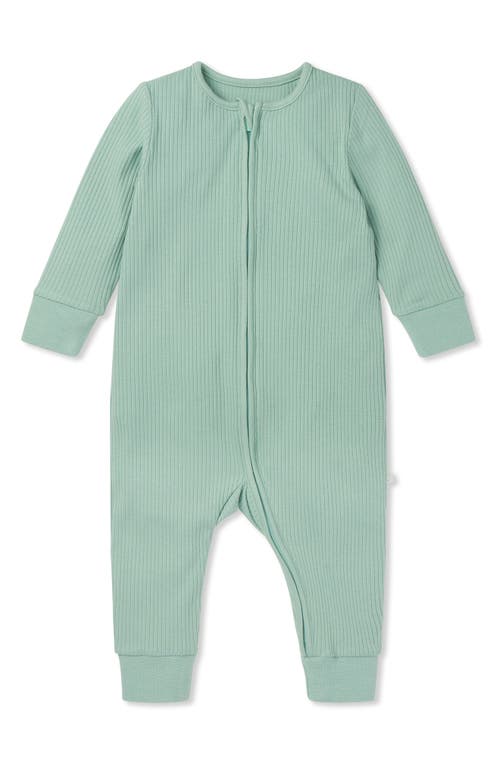 MORI Rib Fitted One-Piece Romper Ribbed Mint at Nordstrom,