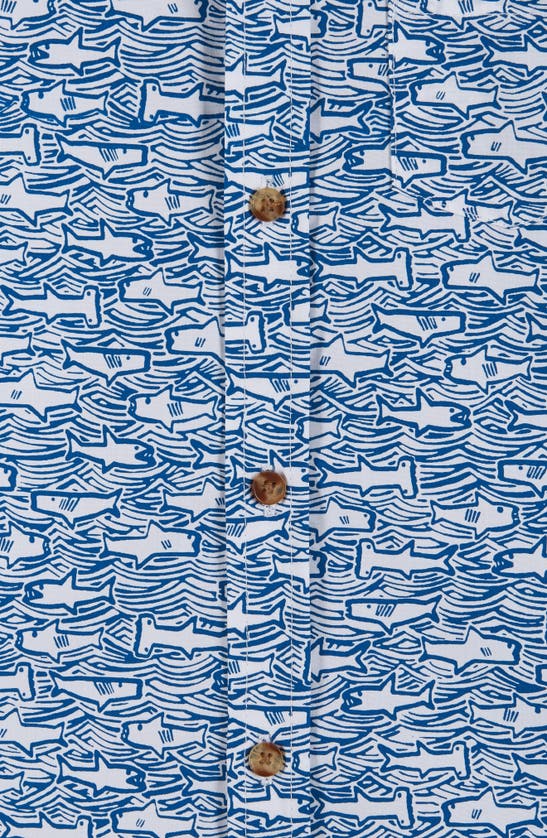 Shop Andy & Evan Kids' Shark Print Short Sleeve Button-down & Shorts Set In Blue Sharks