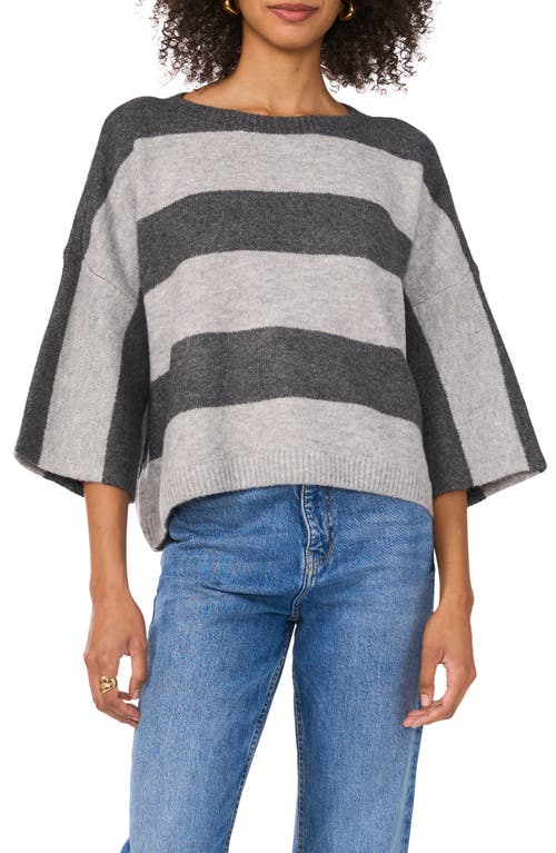 Vince Camuto Wide Stripe Sweater In Light Heather Grey