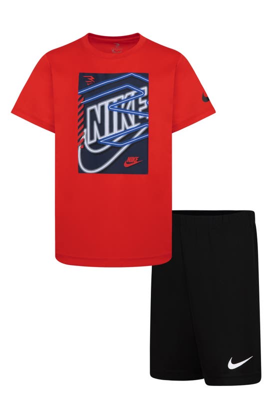 3 Brand Kids' Three X Three Dri-fit Tee & Shorts Set In University Red