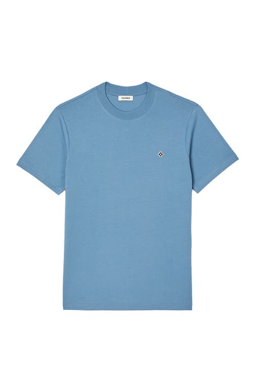 Shop Sandro T-shirt With Square Cross Patch In Blue Jean