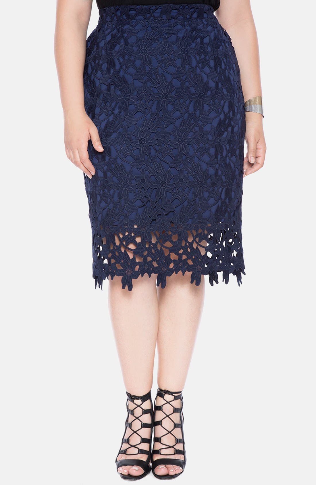 ELOQUII Scallop Lace Pencil Skirt (Plus Size) Nordstrom