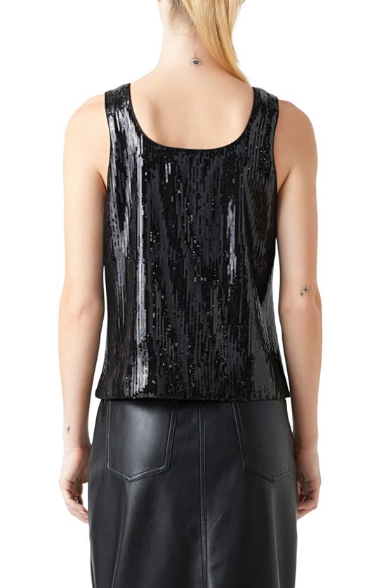 Shop Grey Lab Sequin Sleeevless Top In Black