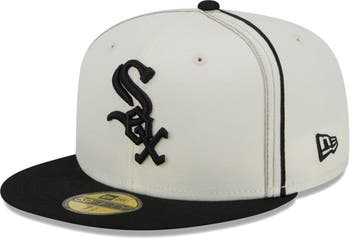 New Era Men's New Era Cream/Black Chicago White Sox Chrome Sutash 59FIFTY  Fitted Hat