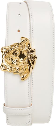 Leather belt Versace White size Not specified International in