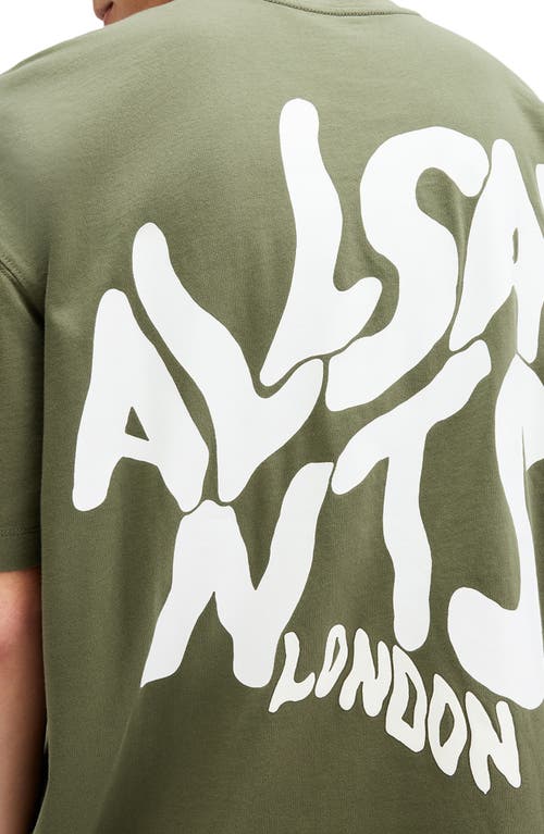 Shop Allsaints Orlando Logo Oversize Graphic T-shirt In Fleur Green