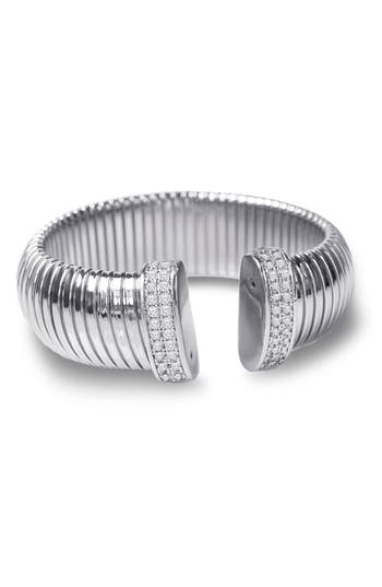 Cz By Kenneth Jay Lane Pave Cz Open Cuff Bracelet In Clear/silver