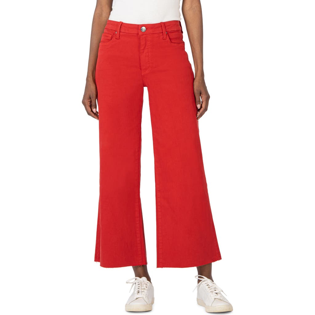 Kut From The Kloth Meg Raw Hem High Waist Ankle Wide Leg Jeans In Red