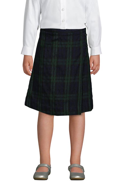 Shop Lands' End School Uniform Girls Slim Plaid A-line Skirt Below The Knee In Classic Navy/evergreen Plaid