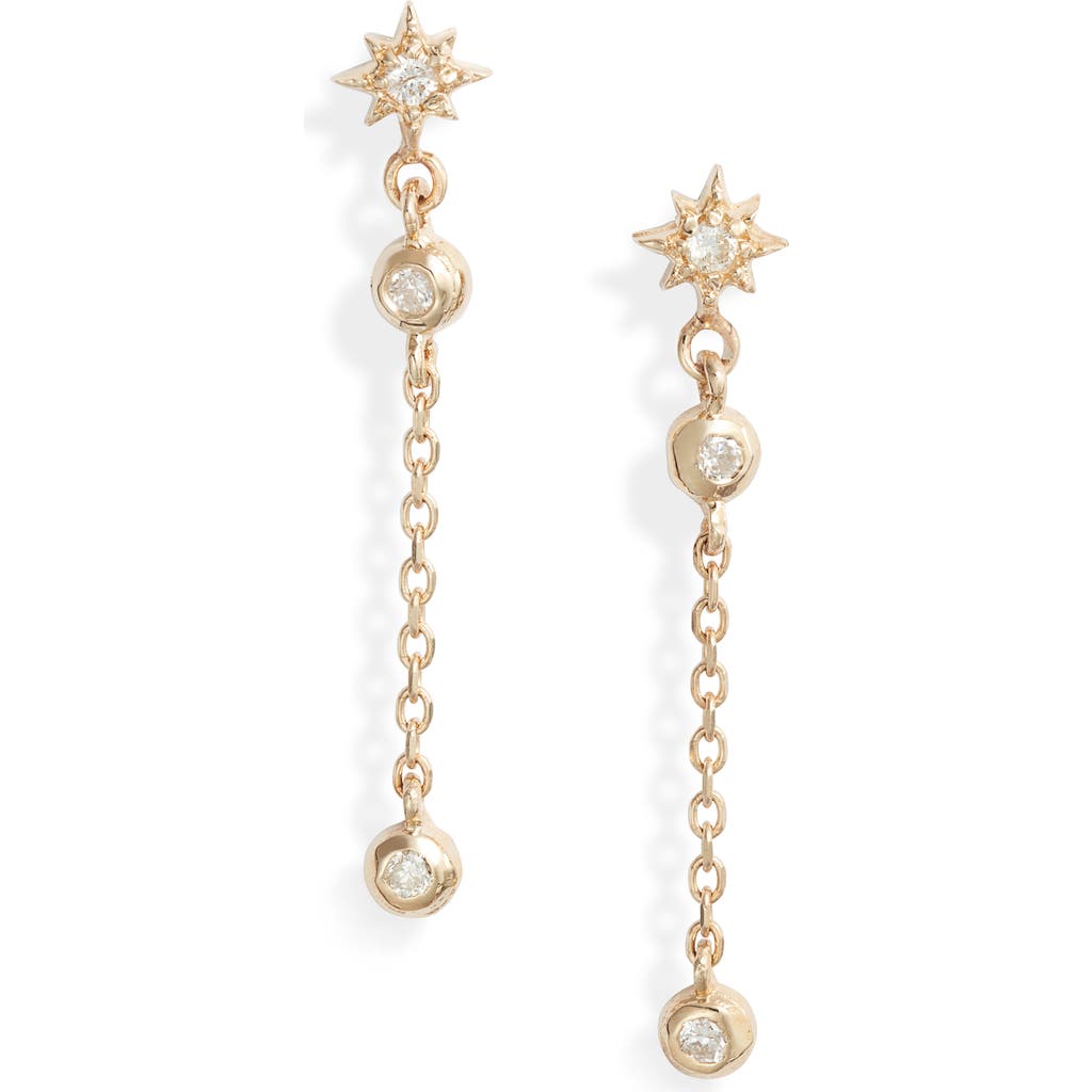 Anzie Starburst Diamond Chain Drop Earrings In Yellow Gold