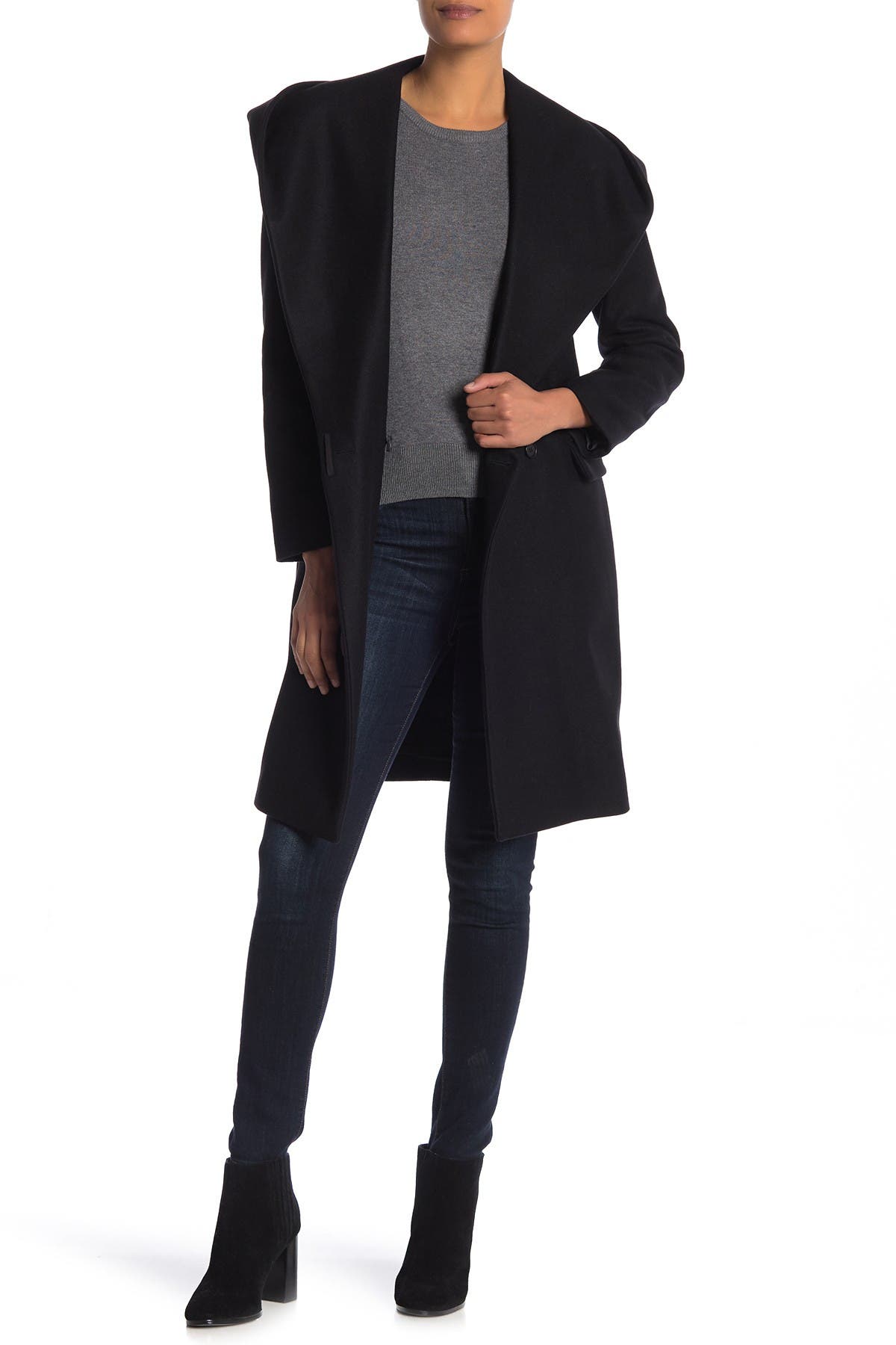 ALLSAINTS SCALA WOOL BLEND HOODED COAT