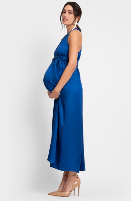 Shop Seraphine Reversible A-line Maternity Maxi Dress In Cobalt