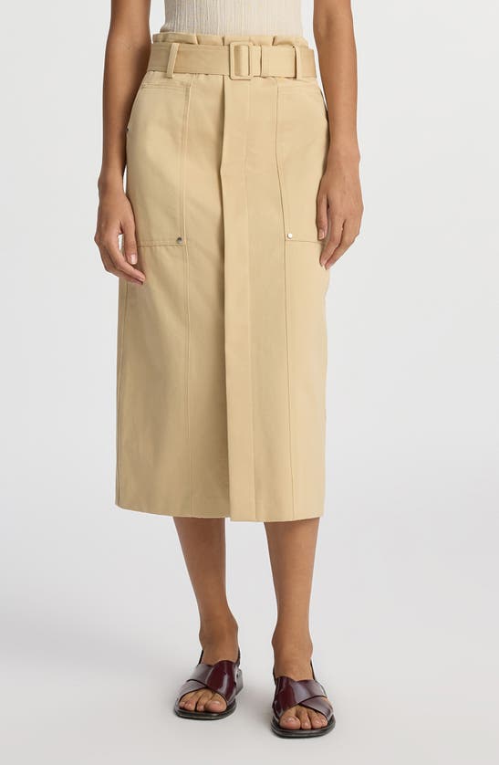 Shop A.l.c Maia Belted Cotton Midi Skirt In Latte