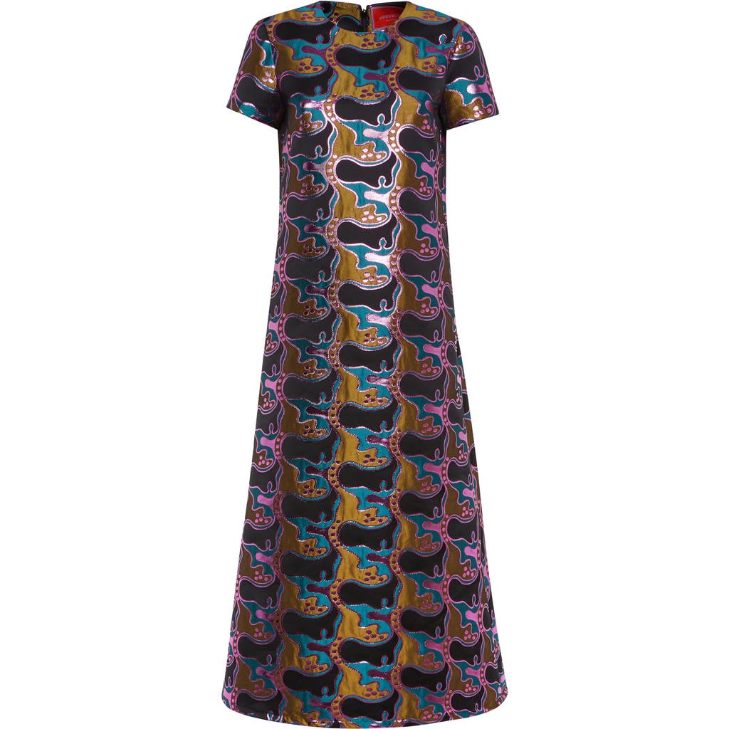 La Doublej Super Swing Dress In Spritz Blue Petrol