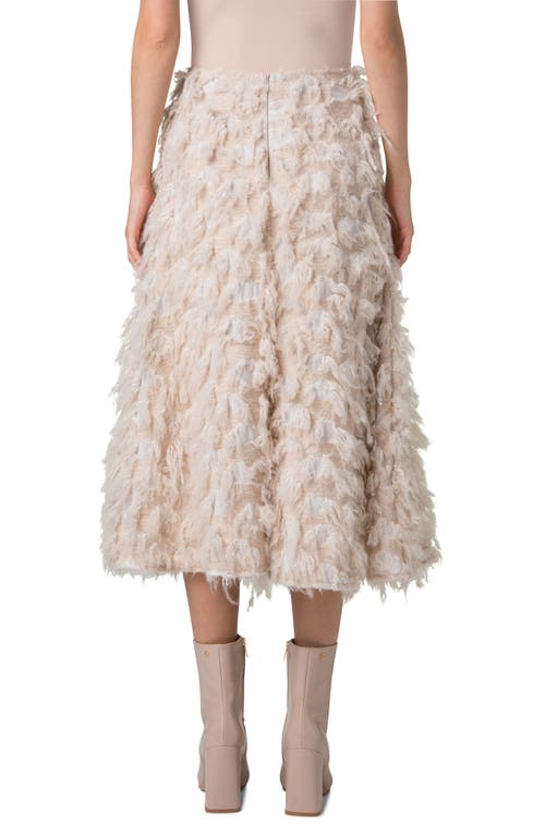 Akris 3-d Jacquard Wool Midi Skirt In Greige