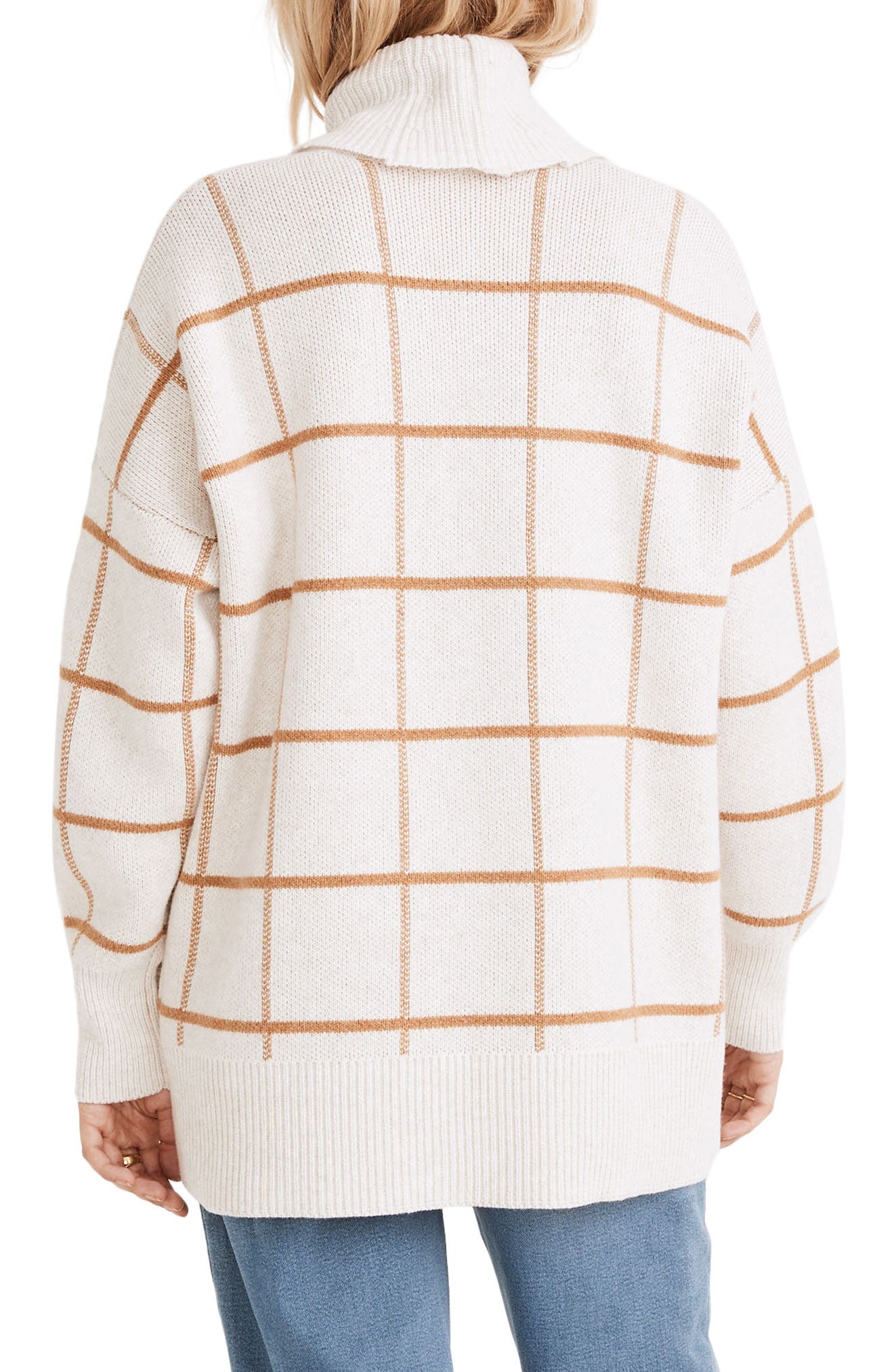 windowpane turtleneck sweater