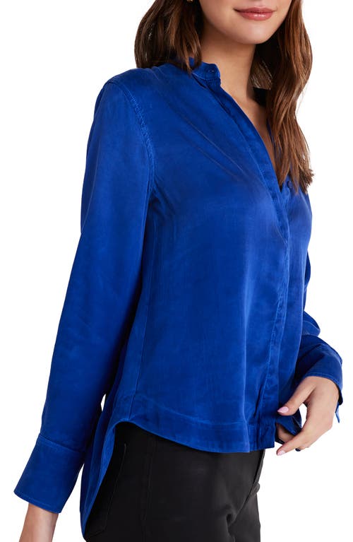 Shop Bella Dahl Satin Button-up Shirt In Rich Cobalt