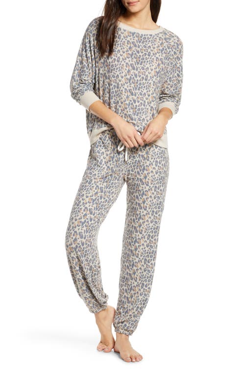 Star Seeker Brushed Jersey Pajamas in Natural Leopard