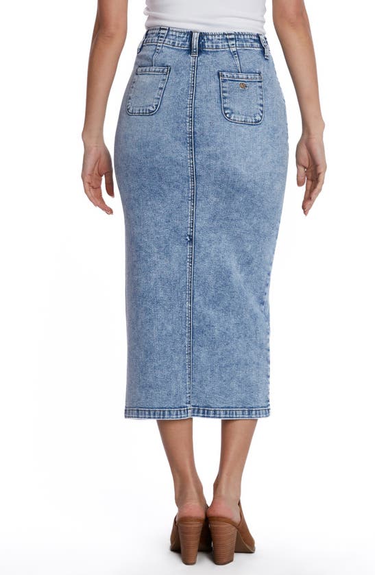 Shop Wash Lab Denim Daily Slit Denim Midi Skirt In Blue Agate