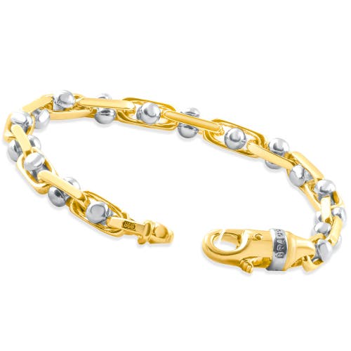 Shop Bliss Diamond Solid 14k Gold 49gram Designer Two Tone 6mm Heavy Masculine Bracelet 8.25" In 14k Yellow Gold