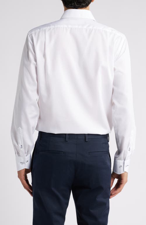 Lorenzo Uomo Trim Fit Check Diamond Textured Cotton Dress Shirt In White