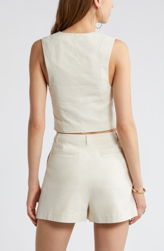 Open Edit Linen Blend Vest In Ivory Dove
