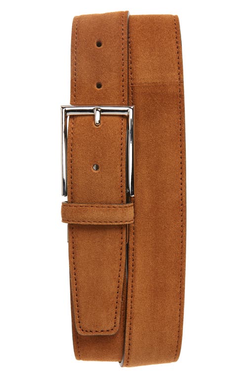 Canali Suede Calfskin Leather Belt Light Brown at Nordstrom,