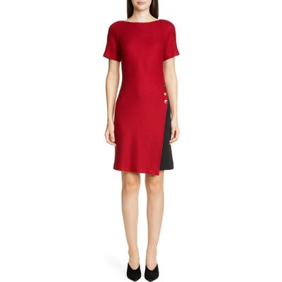 St. John Collection Refined Texture Float Stitch Sheath Dress, Red