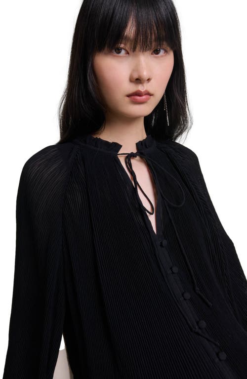 Shop Maje Pleated Shirt In Black