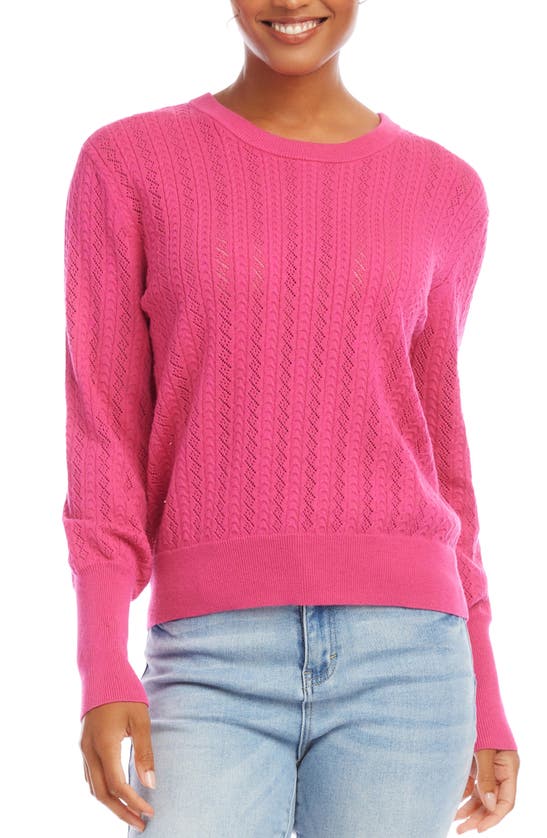 Karen Kane Pointillé Knit Sweater In Dark Pink