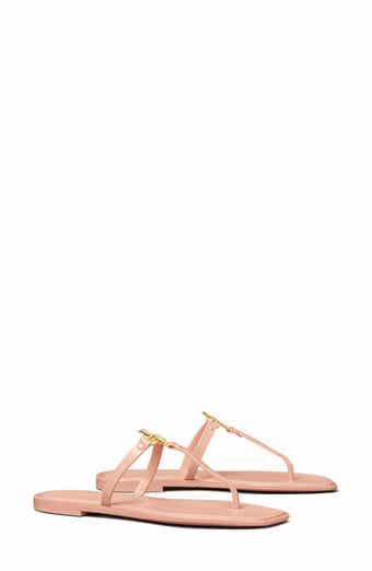 Tory burch rose gold flip flops hot sale