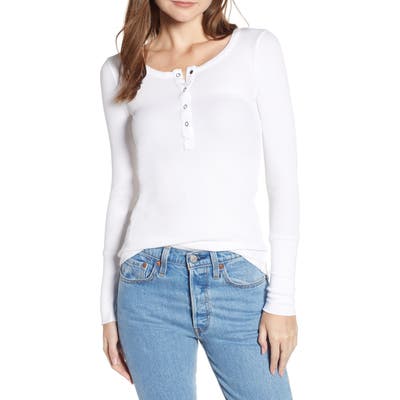 Splendid Classic Henley Thermal, White