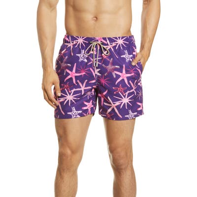 Bugatchi Starfish Print Swim Trunks, Purple